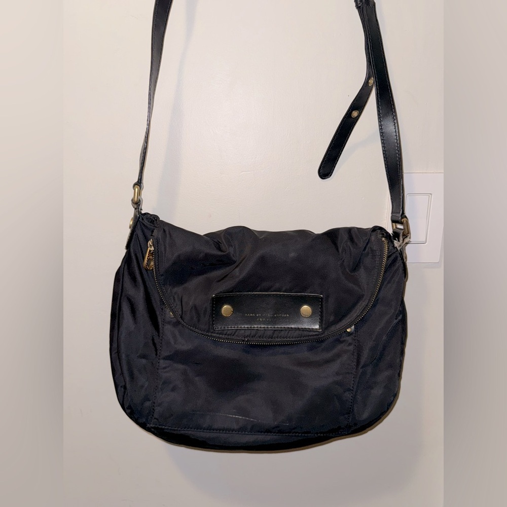 Authentic “Marc by Marc Jacobs" nylon crossbody fold over bag black